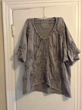 Caite Skye Boho Top Embroidered Floral Design 100% Cotton Size Extra Large